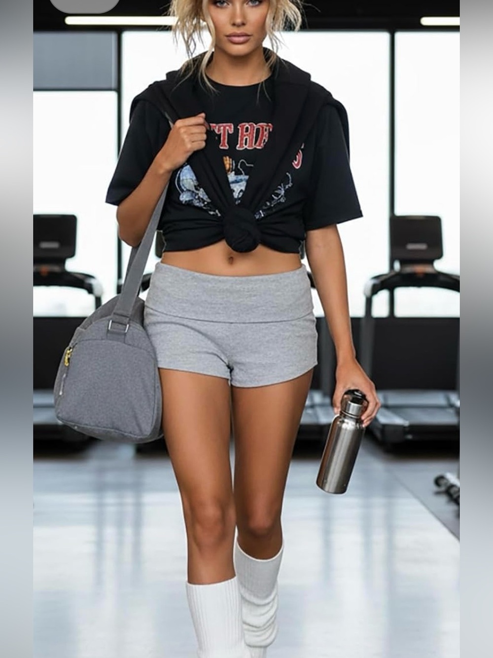 🔥🩶🔥Fold Over Cotton Shorts in Charcoal Heather Grey🔥🩶🔥